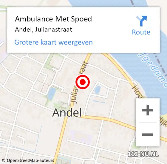 Locatie op kaart van de 112 melding: Ambulance Met Spoed Naar Andel, Julianastraat op 2 september 2017 13:59