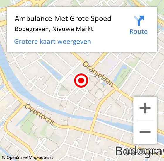 Locatie op kaart van de 112 melding: Ambulance Met Grote Spoed Naar Bodegraven, Nieuwe Markt op 2 september 2017 14:41