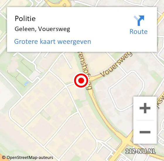 Locatie op kaart van de 112 melding: Politie Geleen, Vouersweg op 2 september 2017 14:42