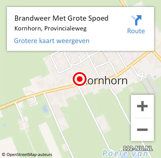 Locatie op kaart van de 112 melding: Brandweer Met Grote Spoed Naar Kornhorn, Provincialeweg op 2 september 2017 15:16