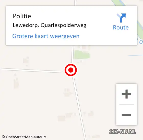 Locatie op kaart van de 112 melding: Politie Lewedorp, Quarlespolderweg op 2 september 2017 15:39