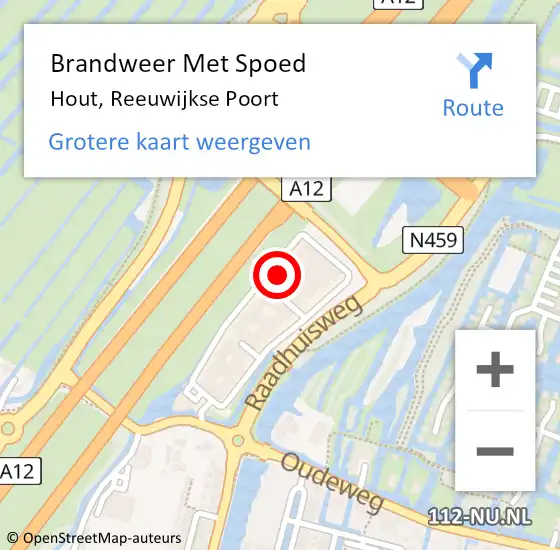 Locatie op kaart van de 112 melding: Brandweer Met Spoed Naar Hout, Reeuwijkse Poort op 2 september 2017 15:47
