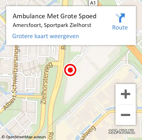 Locatie op kaart van de 112 melding: Ambulance Met Grote Spoed Naar Amersfoort, Sportpark Zielhorst op 2 september 2017 15:56