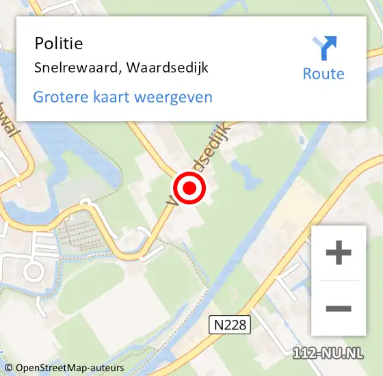 Locatie op kaart van de 112 melding: Politie Snelrewaard, Waardsedijk op 2 september 2017 16:48