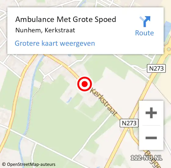 Locatie op kaart van de 112 melding: Ambulance Met Grote Spoed Naar Nunhem, Kerkstraat op 2 september 2017 17:22