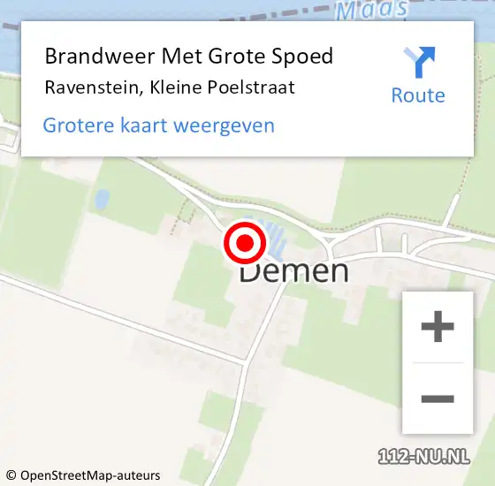 Locatie op kaart van de 112 melding: Brandweer Met Grote Spoed Naar Ravenstein, Kleine Poelstraat op 2 september 2017 17:30