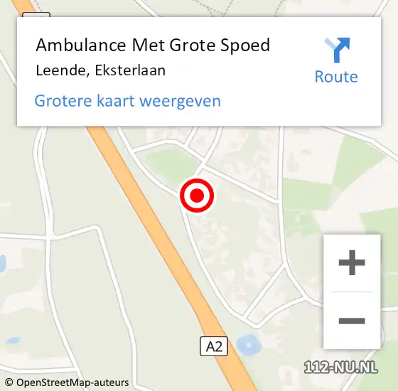 Locatie op kaart van de 112 melding: Ambulance Met Grote Spoed Naar Leende, Eksterlaan op 2 september 2017 17:38