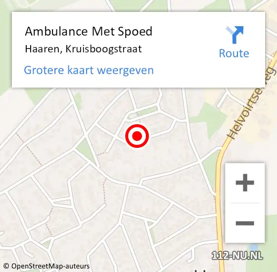 Locatie op kaart van de 112 melding: Ambulance Met Spoed Naar Haaren, Kruisboogstraat op 2 september 2017 18:15