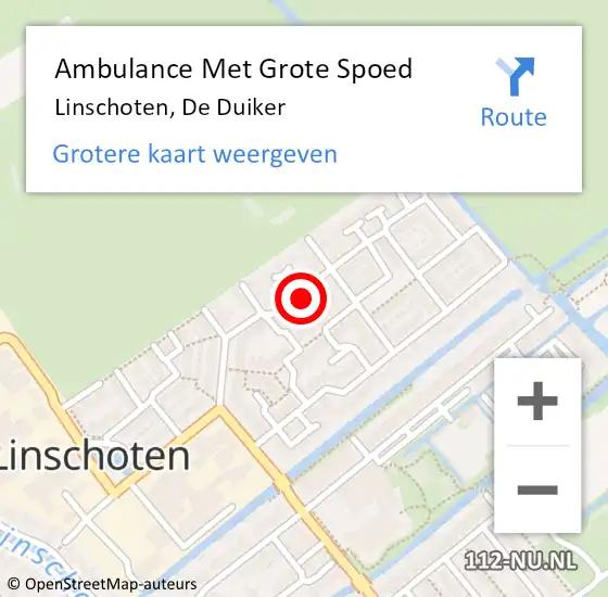 Locatie op kaart van de 112 melding: Ambulance Met Grote Spoed Naar Linschoten, De Duiker op 2 september 2017 18:23