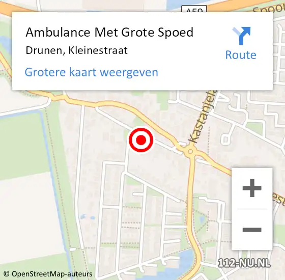 Locatie op kaart van de 112 melding: Ambulance Met Grote Spoed Naar Drunen, Kleinestraat op 2 september 2017 18:41