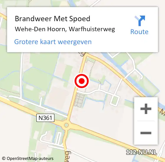 Locatie op kaart van de 112 melding: Brandweer Met Spoed Naar Wehe-Den Hoorn, Warfhuisterweg op 2 september 2017 18:43