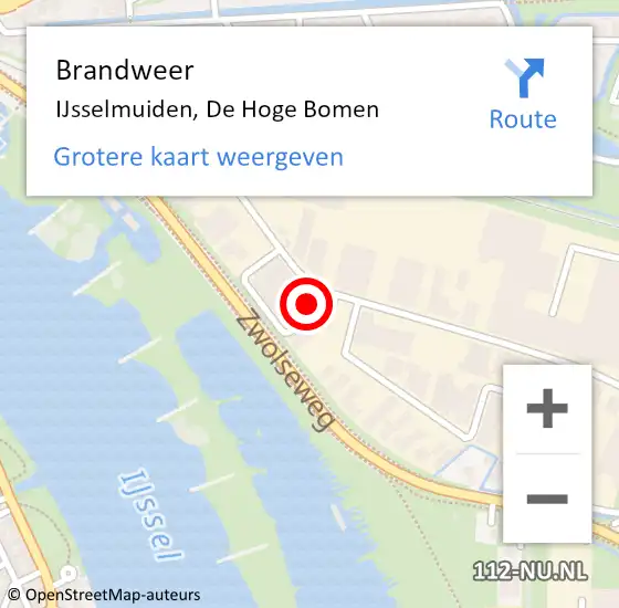 Locatie op kaart van de 112 melding: Brandweer IJsselmuiden, De Hoge Bomen op 2 september 2017 19:16