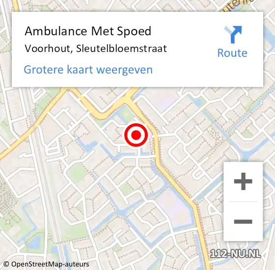 Locatie op kaart van de 112 melding: Ambulance Met Spoed Naar Voorhout, Sleutelbloemstraat op 2 september 2017 19:36