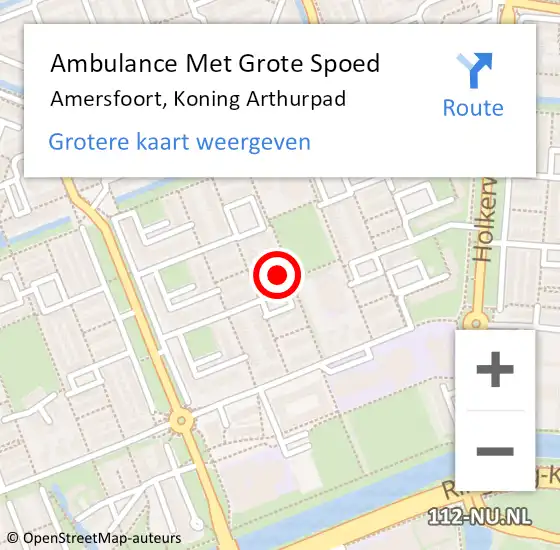 Locatie op kaart van de 112 melding: Ambulance Met Grote Spoed Naar Amersfoort, Koning Arthurpad op 2 september 2017 20:49