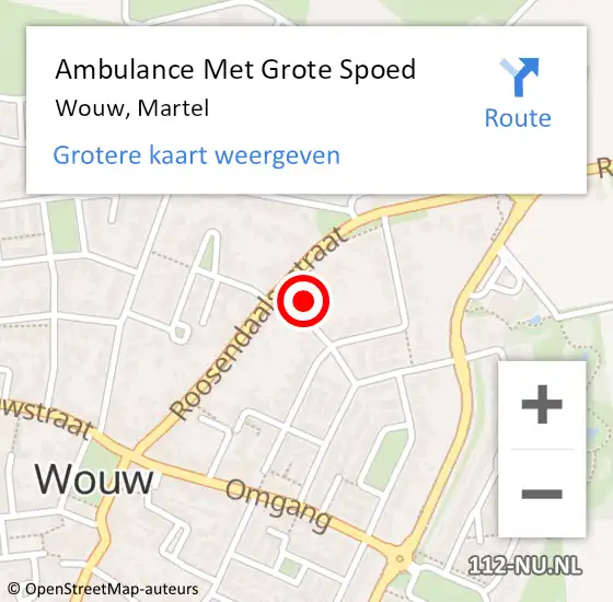 Locatie op kaart van de 112 melding: Ambulance Met Grote Spoed Naar Wouw, Martel op 2 september 2017 21:27