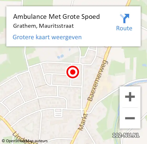 Locatie op kaart van de 112 melding: Ambulance Met Grote Spoed Naar Grathem, Mauritsstraat op 2 september 2017 22:01