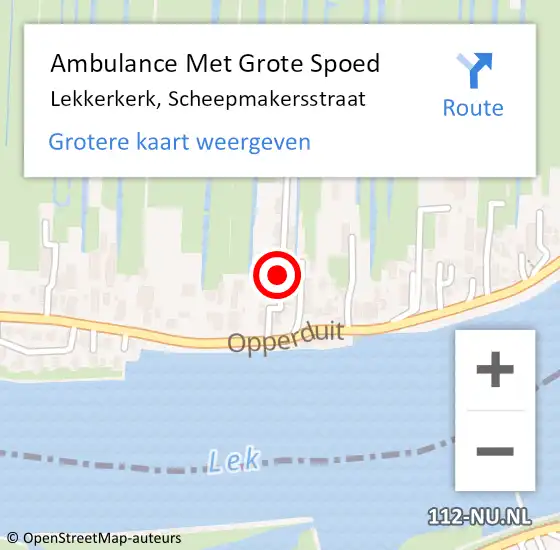 Locatie op kaart van de 112 melding: Ambulance Met Grote Spoed Naar Lekkerkerk, Scheepmakersstraat op 2 september 2017 22:42