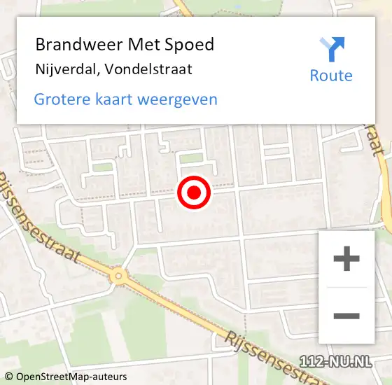 Locatie op kaart van de 112 melding: Brandweer Met Spoed Naar Nijverdal, Vondelstraat op 2 september 2017 23:14