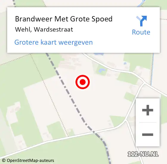 Locatie op kaart van de 112 melding: Brandweer Met Grote Spoed Naar Wehl, Wardsestraat op 2 september 2017 23:57