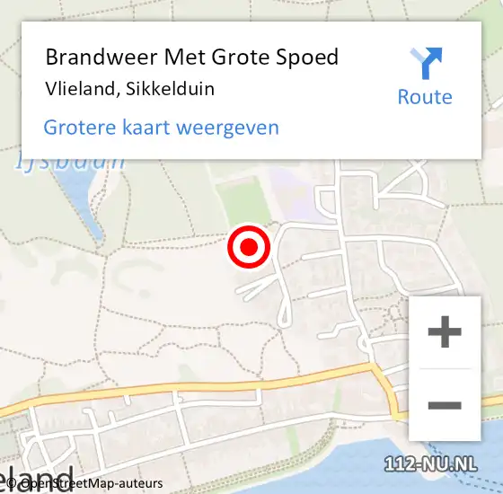 Locatie op kaart van de 112 melding: Brandweer Met Grote Spoed Naar Vlieland, Sikkelduin op 3 september 2017 00:18