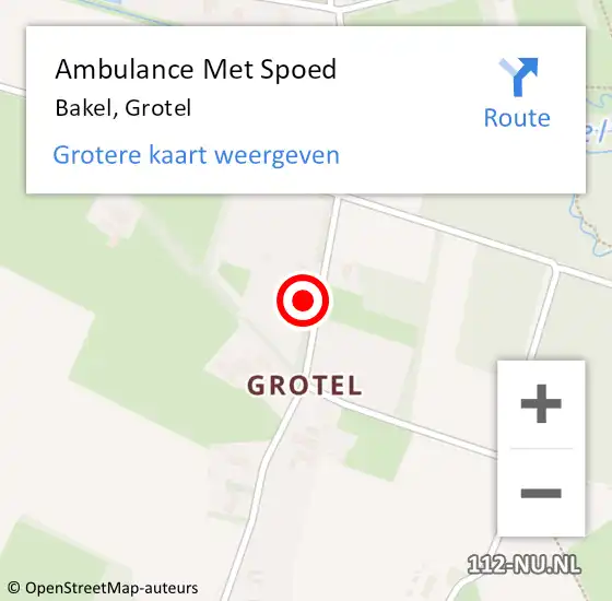 Locatie op kaart van de 112 melding: Ambulance Met Spoed Naar Bakel, Grotel op 3 september 2017 01:03