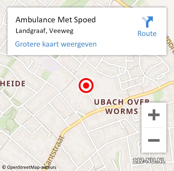 Locatie op kaart van de 112 melding: Ambulance Met Spoed Naar Landgraaf, Veeweg op 3 september 2017 01:44