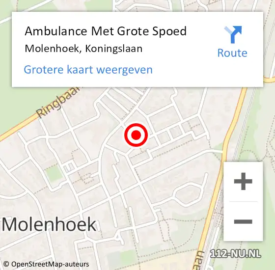 Locatie op kaart van de 112 melding: Ambulance Met Grote Spoed Naar Molenhoek, Koningslaan op 3 september 2017 02:19