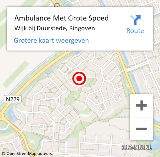 Locatie op kaart van de 112 melding: Ambulance Met Grote Spoed Naar Wijk bij Duurstede, Ringoven op 3 september 2017 02:27