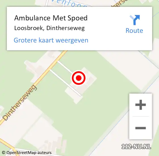 Locatie op kaart van de 112 melding: Ambulance Met Spoed Naar Loosbroek, Dintherseweg op 3 september 2017 05:53