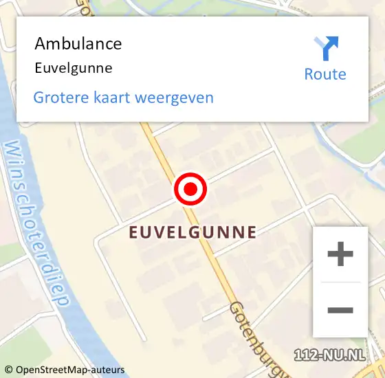 Locatie op kaart van de 112 melding: Ambulance Euvelgunne op 3 september 2017 07:12