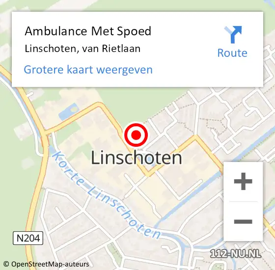 Locatie op kaart van de 112 melding: Ambulance Met Spoed Naar Linschoten, van Rietlaan op 3 september 2017 07:15