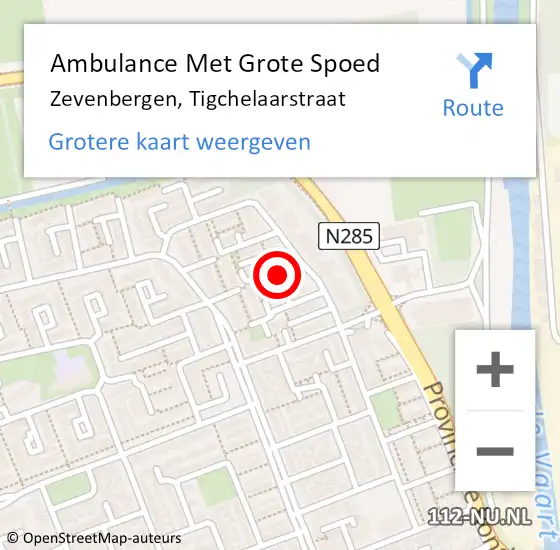 Locatie op kaart van de 112 melding: Ambulance Met Grote Spoed Naar Zevenbergen, Tigchelaarstraat op 3 september 2017 07:45