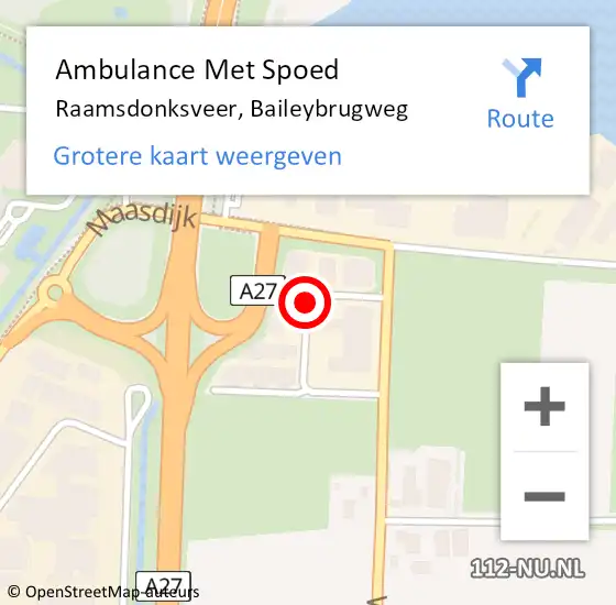 Locatie op kaart van de 112 melding: Ambulance Met Spoed Naar Raamsdonksveer, Baileybrugweg op 31 januari 2014 12:18