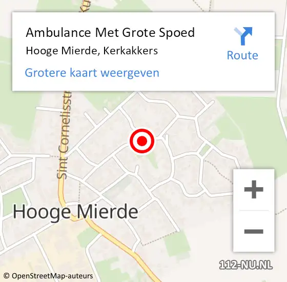 Locatie op kaart van de 112 melding: Ambulance Met Grote Spoed Naar Hooge Mierde, Kerkakkers op 3 september 2017 08:57