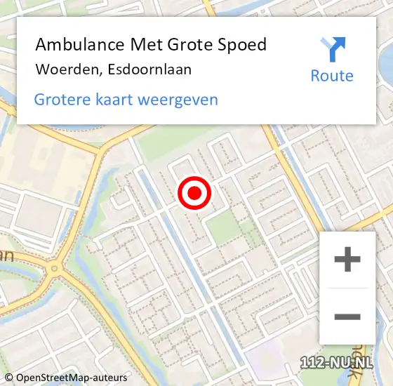 Locatie op kaart van de 112 melding: Ambulance Met Grote Spoed Naar Woerden, Esdoornlaan op 3 september 2017 10:22