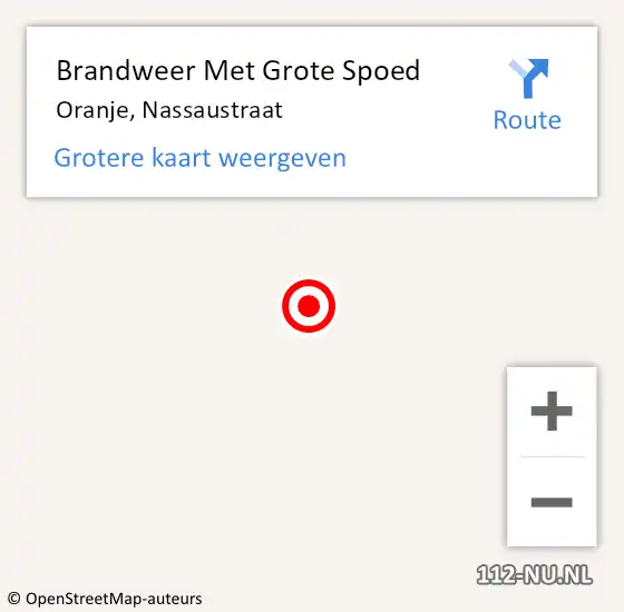 Locatie op kaart van de 112 melding: Brandweer Met Grote Spoed Naar Oranje, Nassaustraat op 3 september 2017 10:39