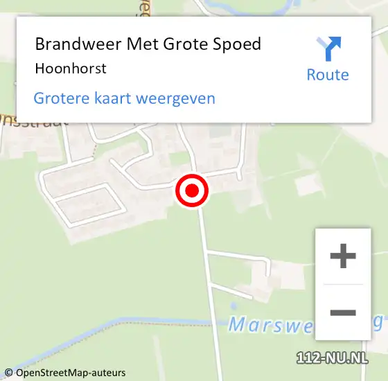 Locatie op kaart van de 112 melding: Brandweer Met Grote Spoed Naar Hoonhorst op 3 september 2017 10:59