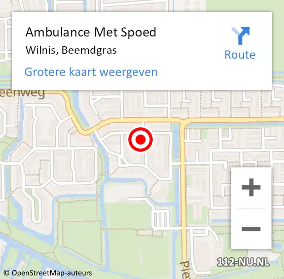 Locatie op kaart van de 112 melding: Ambulance Met Spoed Naar Wilnis, Beemdgras op 3 september 2017 11:48