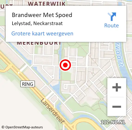 Locatie op kaart van de 112 melding: Brandweer Met Spoed Naar Lelystad, Neckarstraat op 3 september 2017 11:54