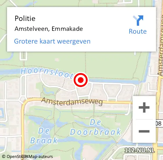 Locatie op kaart van de 112 melding: Politie Amstelveen, Emmakade op 3 september 2017 12:17