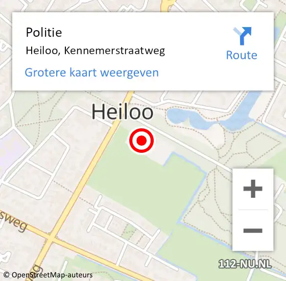 Locatie op kaart van de 112 melding: Politie Heiloo, Kennemerstraatweg op 3 september 2017 13:03