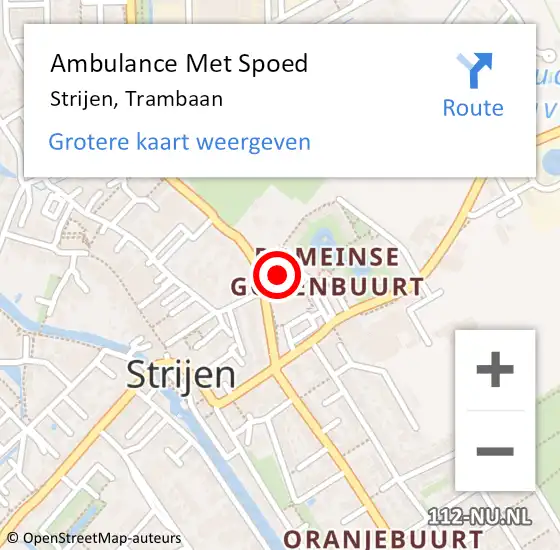Locatie op kaart van de 112 melding: Ambulance Met Spoed Naar Strijen, Trambaan op 3 september 2017 13:24