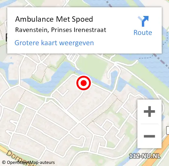 Locatie op kaart van de 112 melding: Ambulance Met Spoed Naar Ravenstein, Prinses Irenestraat op 3 september 2017 13:38