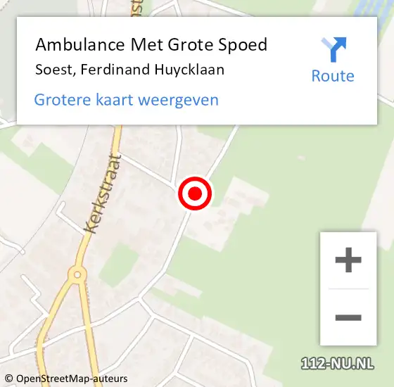 Locatie op kaart van de 112 melding: Ambulance Met Grote Spoed Naar Soest, Ferdinand Huycklaan op 3 september 2017 13:48