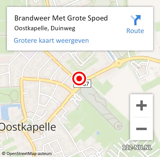 Locatie op kaart van de 112 melding: Brandweer Met Grote Spoed Naar Oostkapelle, Duinweg op 3 september 2017 15:06