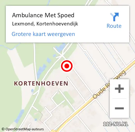 Locatie op kaart van de 112 melding: Ambulance Met Spoed Naar Lexmond, Kortenhoevendijk op 3 september 2017 15:10