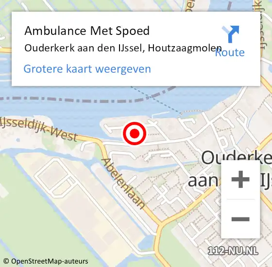 Locatie op kaart van de 112 melding: Ambulance Met Spoed Naar Ouderkerk aan den IJssel, Houtzaagmolen op 3 september 2017 15:52