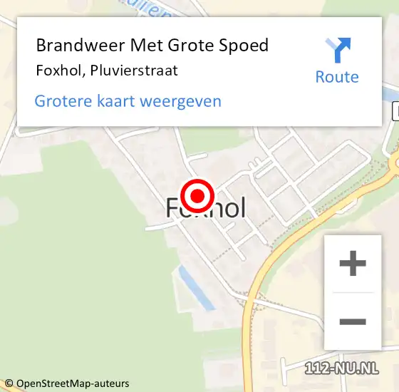 Locatie op kaart van de 112 melding: Brandweer Met Grote Spoed Naar Foxhol, Pluvierstraat op 3 september 2017 16:00