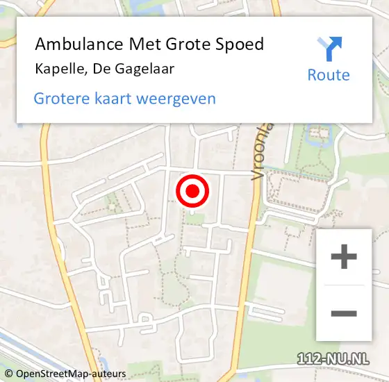 Locatie op kaart van de 112 melding: Ambulance Met Grote Spoed Naar Kapelle, De Gagelaar op 3 september 2017 16:08