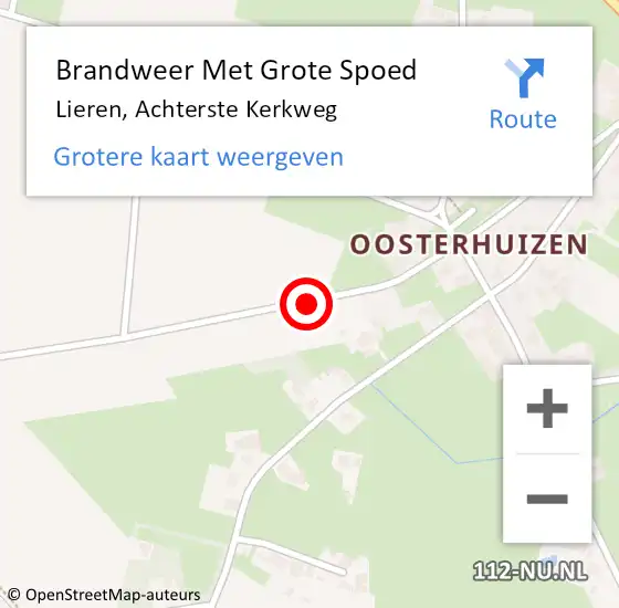 Locatie op kaart van de 112 melding: Brandweer Met Grote Spoed Naar Lieren, Achterste Kerkweg op 3 september 2017 16:11